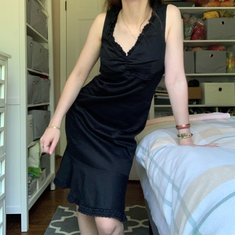 Gorgeous black fishtail midi Betsey Johnson dress